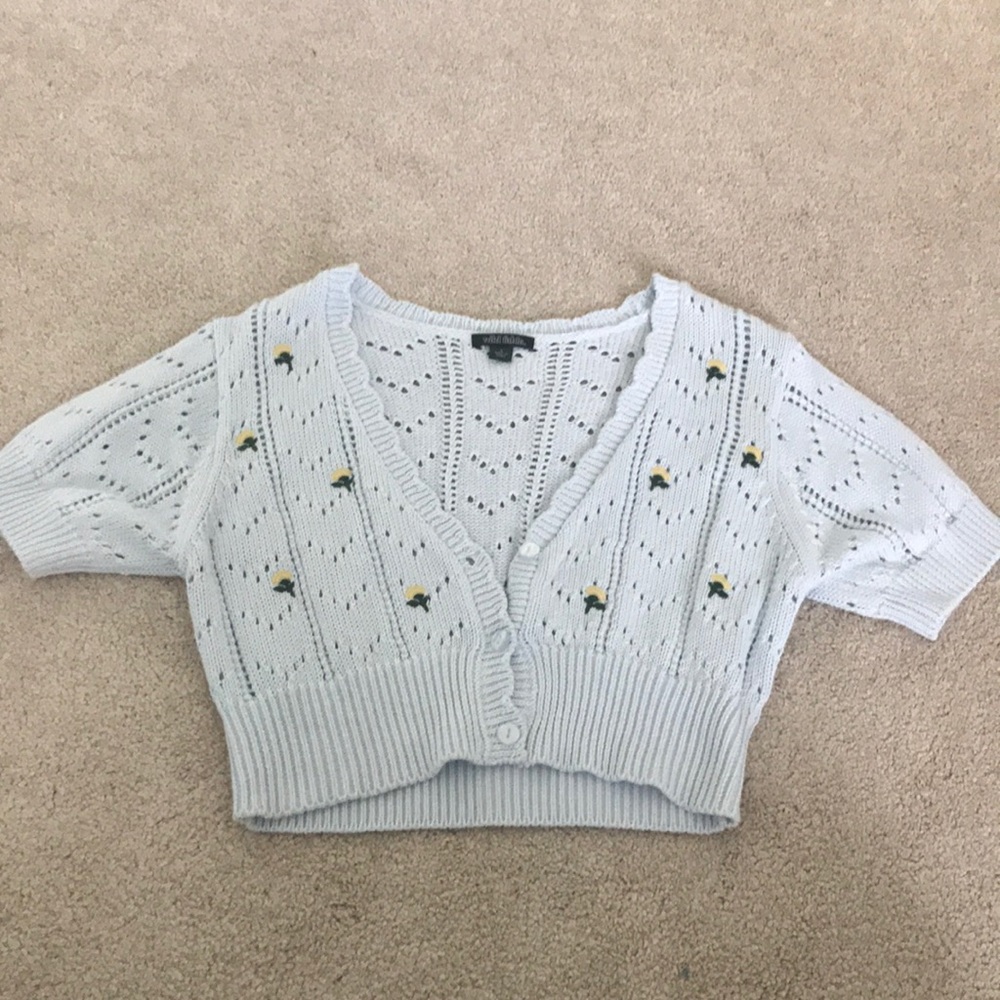 Wild Fable Knit Cropped Short Sleeve Shirt